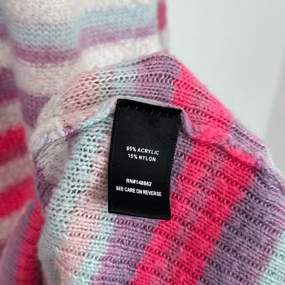 Torrid Acrylic V-Neck Button Front Cardigan Multi Stripe Pink size 3 3X - Picture 4 of 5